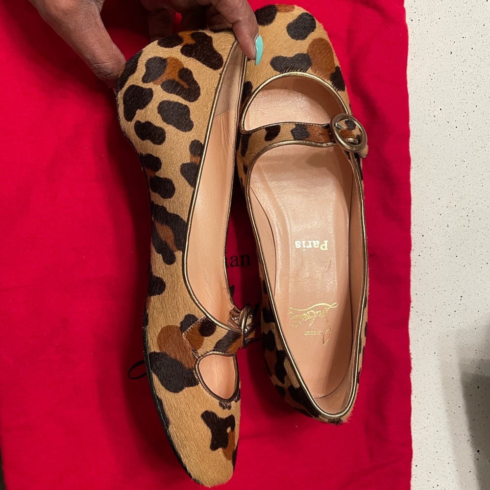 Ponyhair Animal print Mary Jane flats